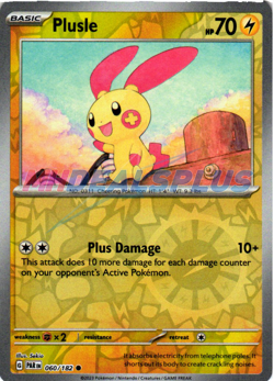 NM Pokemon Paradox Rift Plusle Reverse Holo 060 - Image 1
