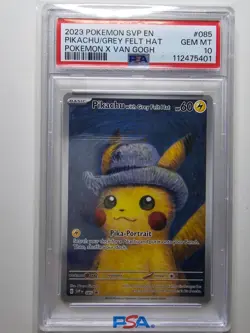 Pokemon Pikachu with Grey Felt Hat Van Gogh Full Art Promo SVP EN 085 PSA 10 - Image 1