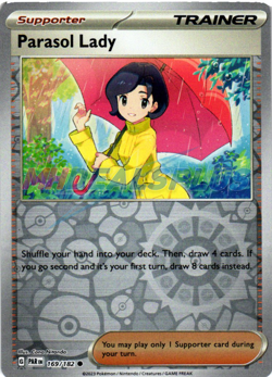 NM Pokemon Paradox Rift Parasol Lady Reverse Holo 169 - Image 1
