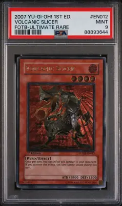 PSA 9 Yugioh FOTB-EN012 Volcanic Slicer Ultimate Rare 1st Edition 2007 - Image 1