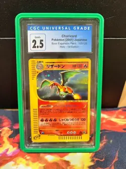 2001 Pokemon Charizard Base Expansion Pack Holo Japanese Card CGC 2.5 - Image 1