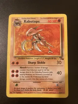 Pokemon TCG Kabutops 24/62 Fossil Rare Non-Holo Card Rare WOTC 1999 - Image 1