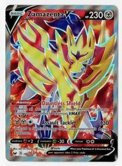 Zamazenta V 196/202 Sword & Shield NM Full Art Ultra Rare Pokemon Card - Image 1