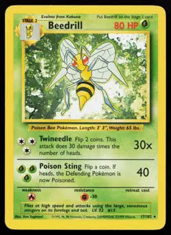 Beedrill 17/102 Rare Base Set Pokemon Card - Image 1