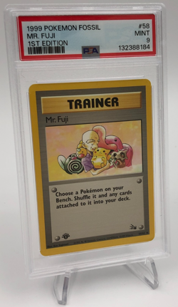 1999 POKEMON FOSSIL Trading Card MR. FUJI #58/62 TRANER 1ST EDITION PSA MINT 9 - Image 1