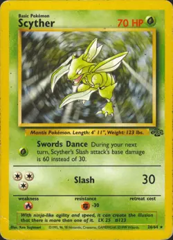Scyther 26/64 Rare Jungle Pokemon Card HP - Image 1