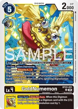 Digimon Cyber Eden BT22 - 031 GoldNumemon Uncommon Card - Image 1