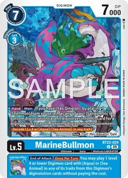 Digimon Cyber Eden BT22 - 024 MarineBullmon Uncommon Card - Image 1