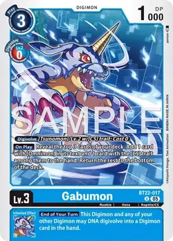 Digimon Cyber Eden BT22 - 017 Gabumon Uncommon Card - Image 1