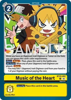Digimon BT22 Cyber Eden BT22-097 Music of the Heart Common Card - Image 1