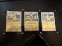 Pitch's Pikachu XY-P Soccer 2014 Japanese Pokemon Promo All Three Cards - Image 1