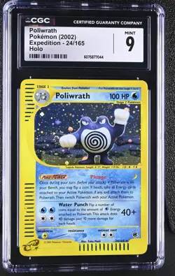 CGC 9 MINT Poliwrath 2002 Expedition 24/165 Holo SWIRL Pokemon Card - Image 1