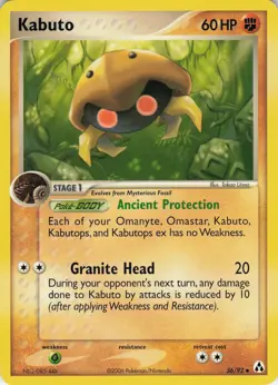 Kabuto 36/92 Legend Maker Uncommon Normal Pokemon TCG - Image 1