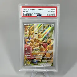 Pokemon Twilight Masquerade Eevee 2024 FA Illustration Rare IR #188/167, PSA 10 - Image 1