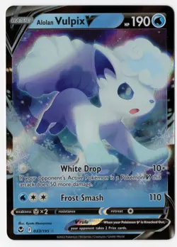 Alolan Vulpix V 33/195 Ultra Rare (Snowflake Stamp) NM Silver Tempest Pokemon - Image 1