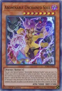 Yugioh! Abominable Unchained Soul - IGAS-EN019 - Super Rare - 1st Edition Near M - Image 1