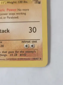 Aerodactyl Fossil Set Pokemon Card 1999 WOTC 16/62 Non-Holo LP - Image 4