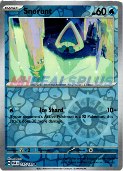 NM Pokemon Paradox Rift Snorunt Reverse Holo 037 - Image 1