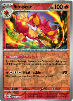 NM Pokemon Paradox Rift Simisear Reverse Holo 021 - Image 1