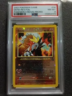 PSA 8 Entei #34 - Reverse Holo Rare - Black Star Promo - Pokemon Card 2001 - Image 1