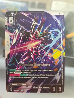 Justice Gundam Alternate Art Foil - GD01-066 LR+ NM - Gundam TCG Card Game - Image 1
