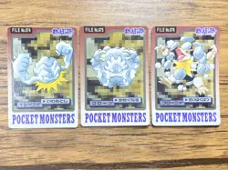 Pokemon Carddass Card Geodude Graveler Golem Bandai Pocket Monsters 1997 Japan - Image 1