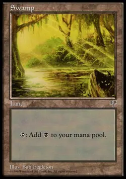 4x MTG Swamp (313) - (Eyes in Log), Heavy Play, English Mirage - Image 1