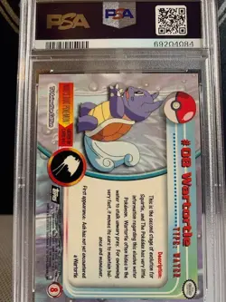 1999 TOPPS POKEMON T.V. WARTORTLE 8, PSA MINT 9 - Image 3