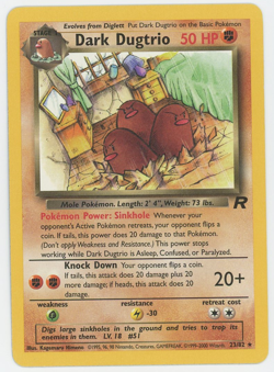 Dark Dugtrio 23/82 NM LP MP HP Rare Team Rocket Pokemon Card 2000 WOTC - Image 1