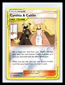 💥 Cynthia & Caitlin 189/236 2019 S&M Cosmic Eclipse Pokemon Card Reverse Holo - Image 1