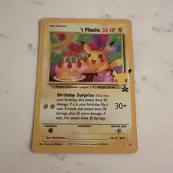 Pokemon TCG Birthday Pikachu Trading Card #24 Celebrations Set-Near Mint - Image 1