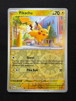 Pikachu 018/091 Reverse Holo LP-NM - Pokemon TCG S&V Paldean Fates PAF Common - Image 1