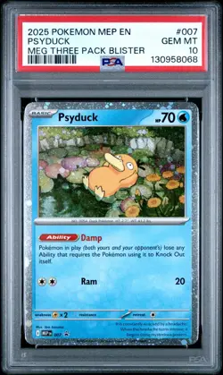 2025 Pokemon MEP EN Psyduck #007 Promo MEG Three Pack Blister PSA 10 (068 - Image 1
