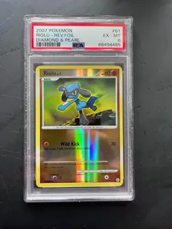 RIOLU #61 2007 Pokemon Diamond & Pearl Reverse Foil PSA 6 - Image 1