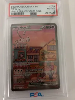 2023 POKEMON SVP EN-SV BLACK STAR PROMO 151 ULTRA-PREM COLL #053 MEW EX PSA 8 - Image 1