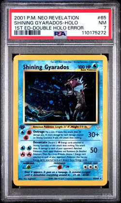 2001 POKEMON NEO REVELATION 1ST ED-DOUBLE HOLO ERR SHINING GYARADOS-HOLO PSA 7 - Image 1