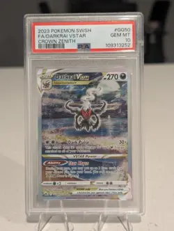 2023 POKEMON SWORD & SHIELD CROWN ZENITH #GG50 FULL ART/DARKRAI VSTAR PSA 10 - Image 1