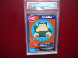 1999 Burger King Pokemon Snorlax UnPerforated card # 143 Psa 5 Ex - Image 1