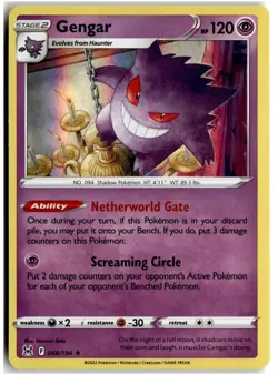 Pokemon Card Lost Origin Reverse Holographic Gengar 066/196 NM - Image 1