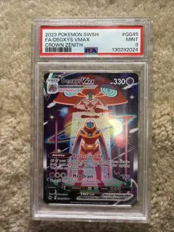 PSA 9 Pokemon Deoxys VMAX TCG Crown Zenith Holo Ultra Rare Card GG45 2023 - Image 1