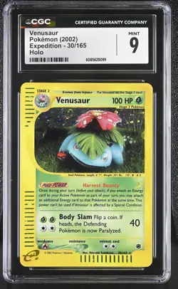 CGC 9 MINT Venusaur 2002 Expedition 30/165 Holo SWIRL Pokemon Card - Image 1