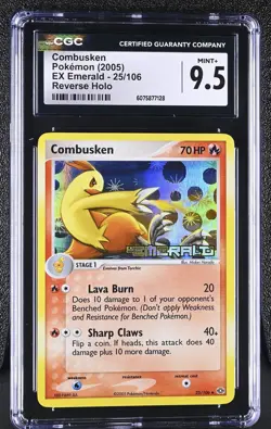 CGC 9.5 MINT+ Combusken 2005 EX Emerald 25/106 Reverse Holo Pokemon Card - Image 1