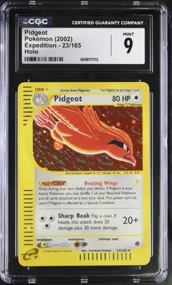 CGC 9 MINT Pidgeot 2002 Expedition 23/165 Holo Pokemon Card - Image 1