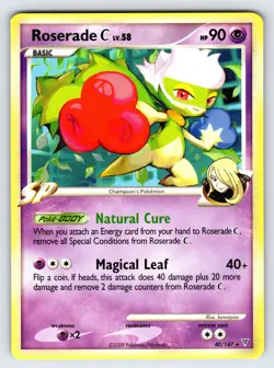 Roserade 40/147 2009 Supreme Victors Set Pokemon Card TCG Non Holo Rare - Lp - Image 1