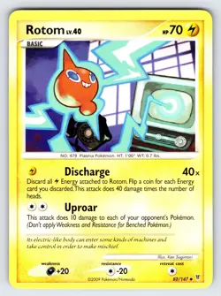 Rotom 82/147 2009 Supreme Victors Set Pokemon Card TCG Non Holo Uncommon - VLP - Image 1