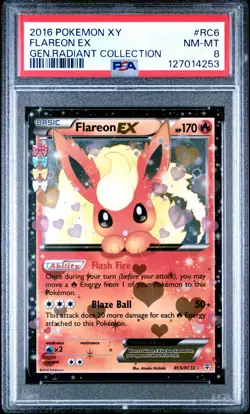 2016 POKEMON XY GENERATIONS RADIANT COLL #RC6 FLAREON EX PSA 8 - Image 1