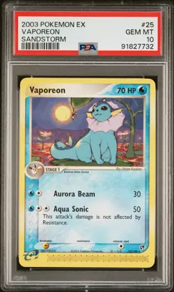 Pokemon Vaporeon Rare - EX Sandstorm - 25/100 - PSA 10 - Image 1