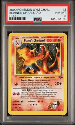 2000 Pokemon Gym Challenge #2 Blaine's Charizard Holo PSA 8 NM-MT - Image 1
