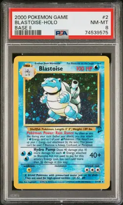 2000 POKEMON BASE SET 2 #2 BLASTOISE-HOLO PSA 8 - Image 1