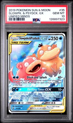 2019 POKEMON SUN & MOON UNIFIED MINDS #35 SLOWPOKE & PSYDUCK GX PSA 10 - Image 1